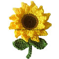 Cute Hand Crochet Sunflower with Leaves Made to Order